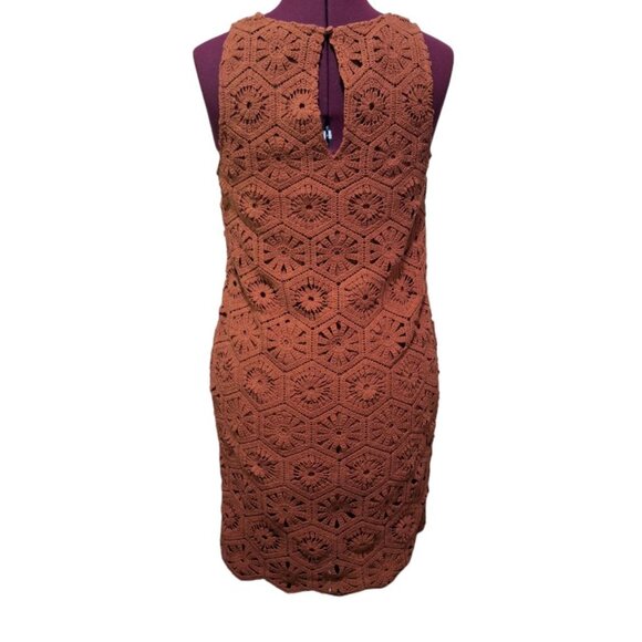 Evereve Brooklyn Crochet Dress brown brick Fall Cocktail Dress pockets Size X - Picture 4 of 8